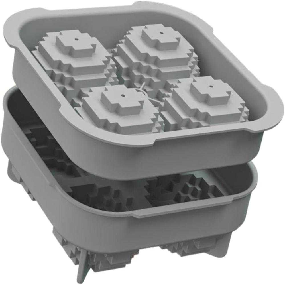 

Многоразовая силиконовая форма для больших кубиков льда с крышкой - Форма для ледяных шариков в форме магического куба для бурбона и бренди Прочные лотки для кубиков льда серый