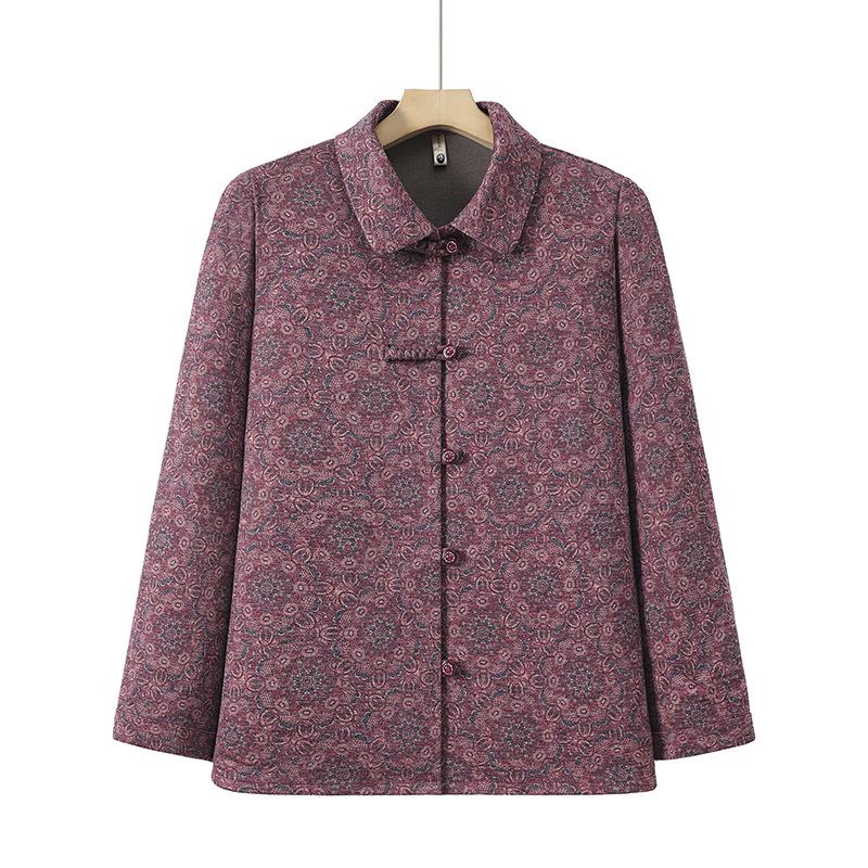 

2026 Autumn Stylish Lapel Printed Shirt for Middle-aged & Elderly Women 6XL красный