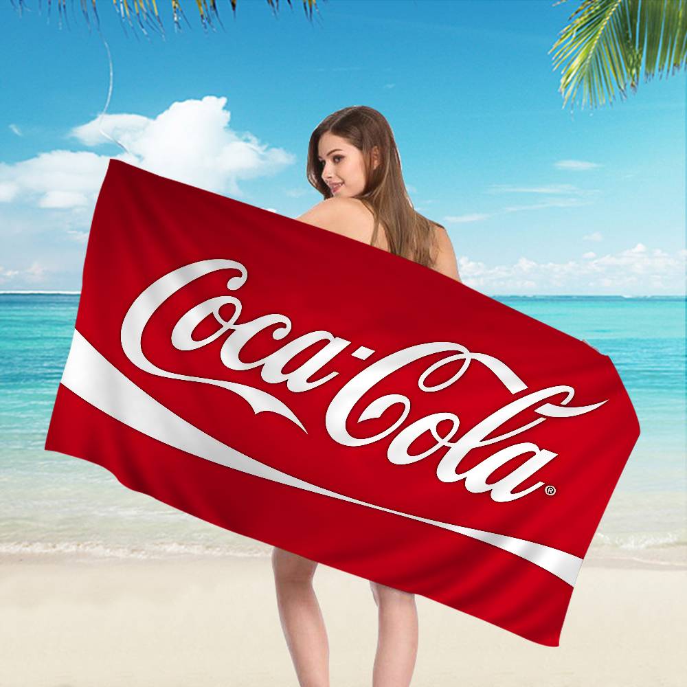 C-Cocas C-cola Vintage Logo Beach Towel Colorful Bath Towels for Girl Microfiber Quick Custom Sand Free Beach Yoga Spa Gym Pool