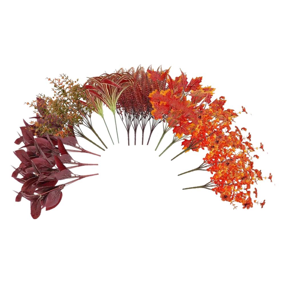 Artificial Flowers Autumn Synthetic Flower Bouquet  Autumn Eucalyptus Violet Faux Flower Bouquet Set 16-Piece Home Decor