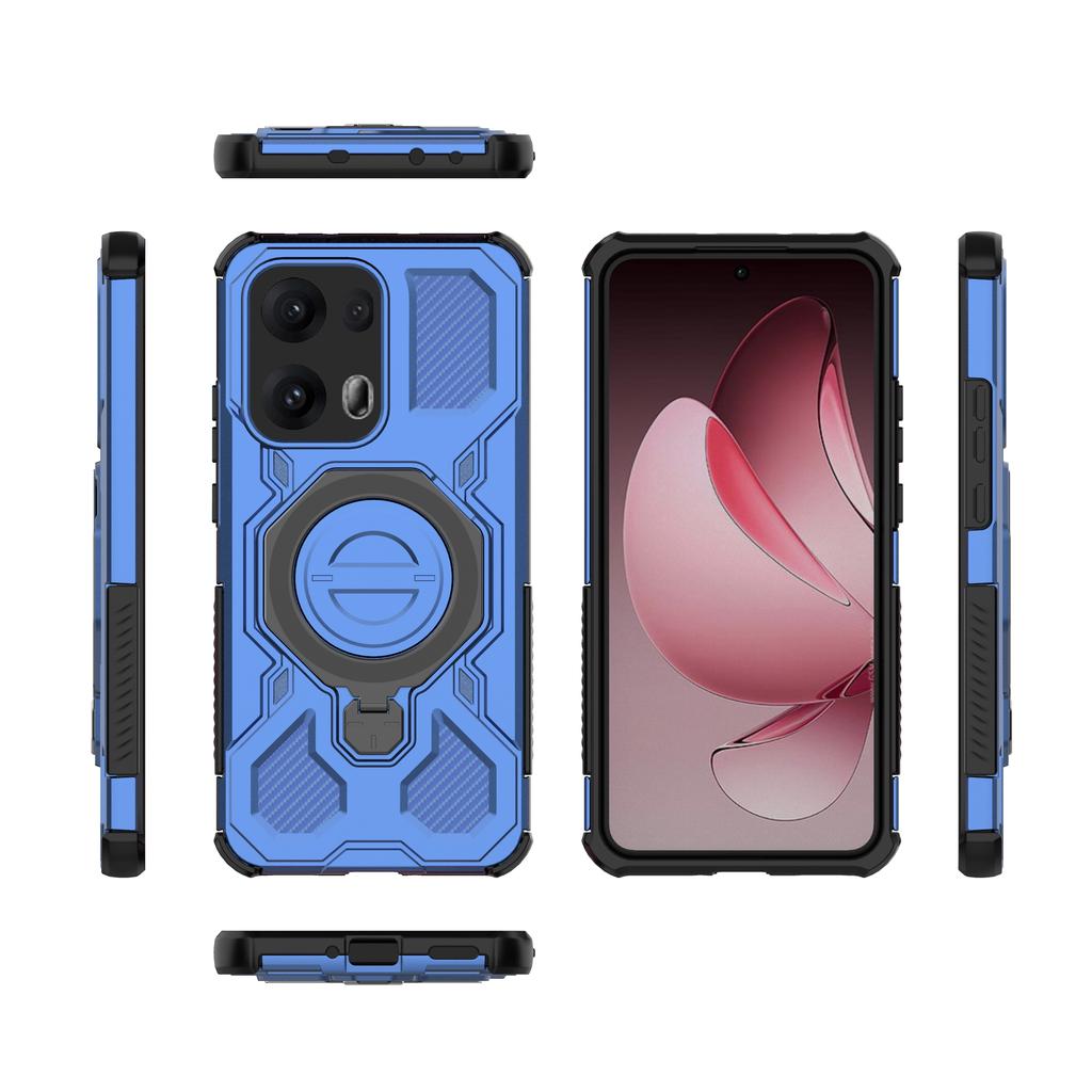 For Oppo Reno13 Pro 5G Magnetic Case Rotating Metal Kickstand Shockproof PC+TPU Phone Back Cover