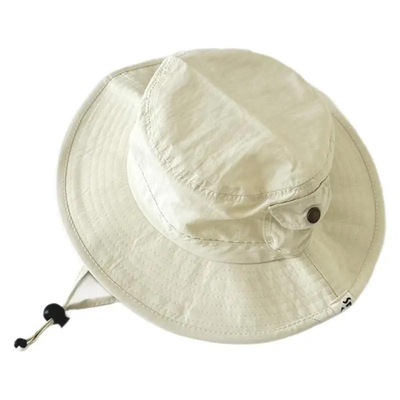 New Kids Bucket Hat for Boy Girl Sporty Fashion Solid Color Camping Cap for Children Simplicity Summer Travel Sunshade Hat