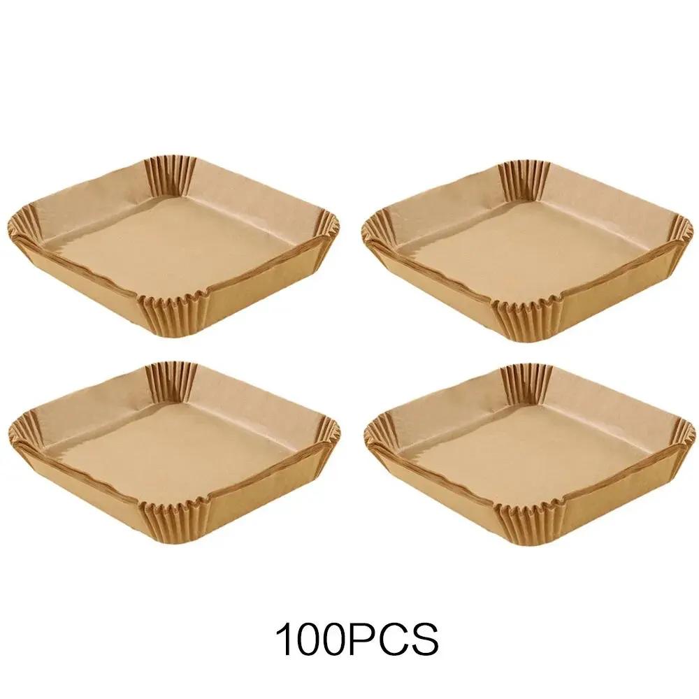 20/50/100Pcs Air Fryer Disposable Paper Air Fryer Accessories Square Oilproof  Liner Non-Stick Mat for Kitchen Oven Baking