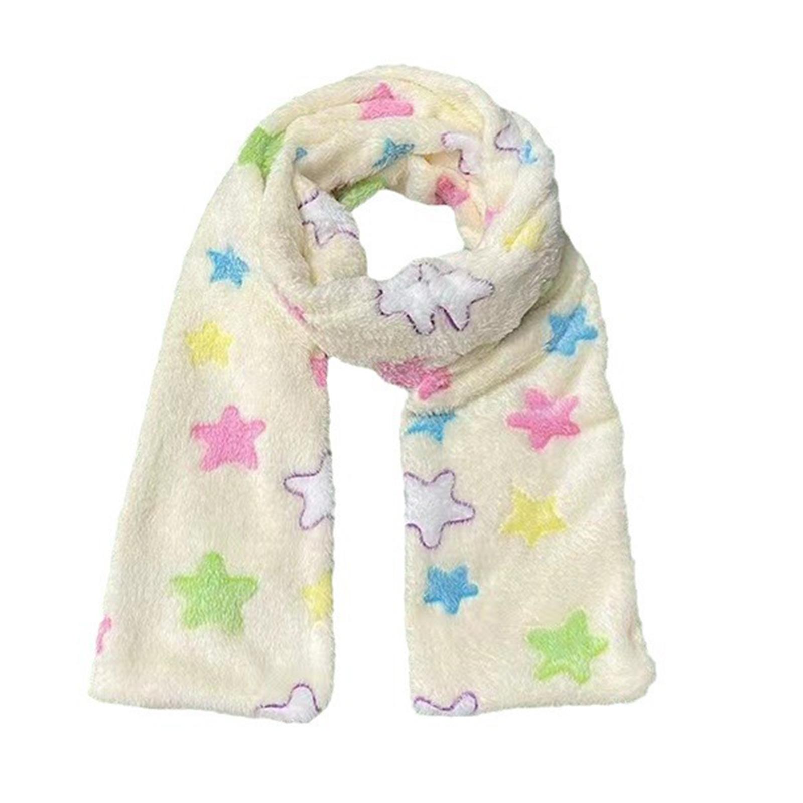 

Girls Scarf for Sports and Shopping Warm Cozy Scarf Thicke Furry Scarf Colorful Star Scarf for Travel and Date Birthday бежевий