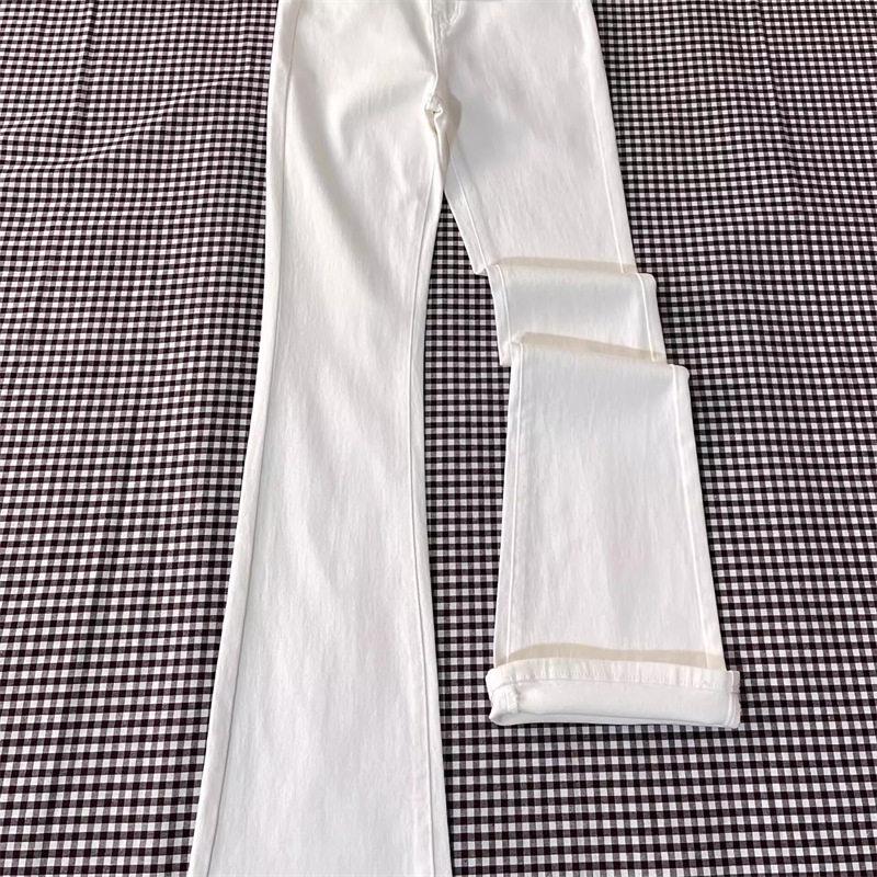 

White High-Waisted Micro-Flare Jeans, Spring/Summer Slimming Design, Flattering for Petite Figures, Bell Bottom Style XL
