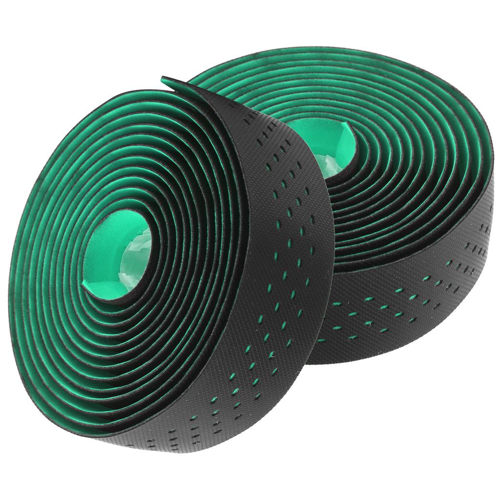 Punching Style 1Pair Road Bike Handlebar Tapes NonSlip Bicycle Handle Bar Wrap Belt(Black Green )