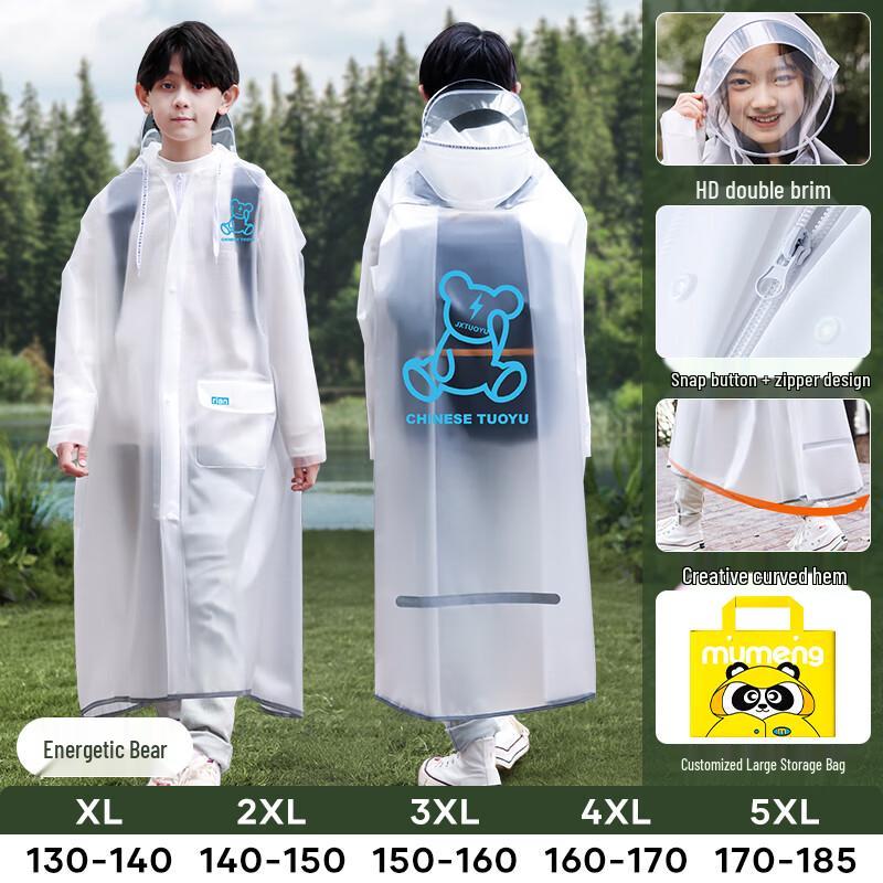 Moremerry Kids' Rain Poncho with Backpack Slot