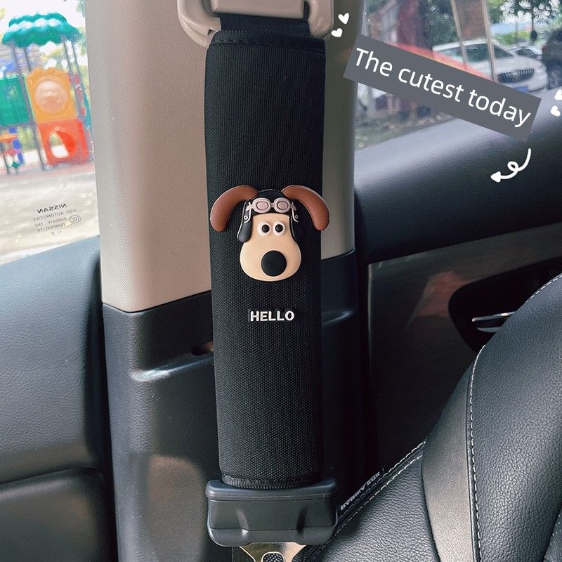 Cute Universal Car Seatbelt Shoulder Pad Cover for All Seasons, Car Interior Decoration Safety Belt Cover Pilot s Dog Shoulder Pad [Ice Silk] Single