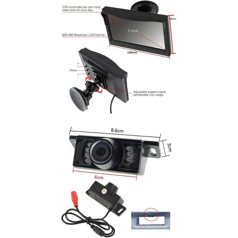 5" WiFi Wireless Backup Camera Kit 5 Inch TFT LCD Monitor 360° Rear View Camera IP68 Waterproof for 12V Car SUV Truck Caravan