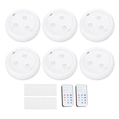 6pcs LED Puck Lights Color Changing Battery Operated Under Cabinet Tap Lights with 2 Remote