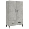 812541 vidaXL Buffet Concrete Grey 70x31x115 Cm Engineered Wood