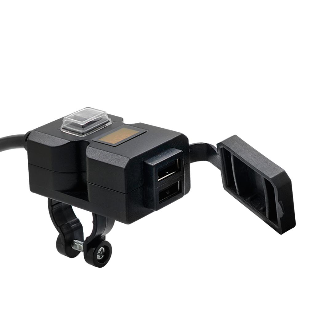 Motorcycle Electric Car USB Mobile Phone Charging Waterproof Switch Integrated Handle Bar Rearview Mirror, 9-32V