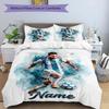 Messi Soccer Player Art Personalized Name Bedding Set,Soft Touch Bed Linen for Kids Bedroom Decor,Perfect Holiday Gift,Machine Washable Duvet Cover wi