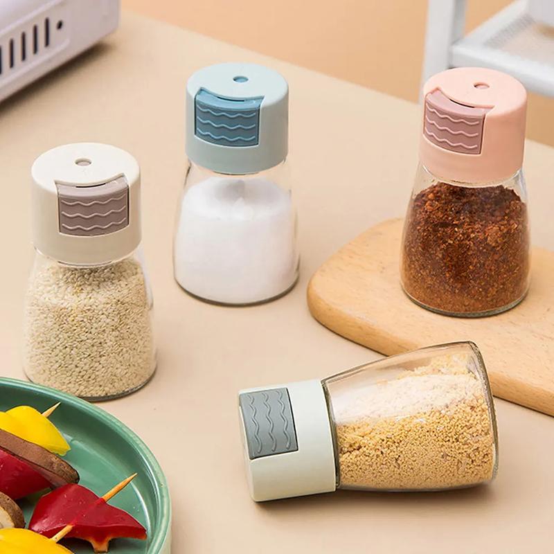 1Pc 0.5g Household Kitchen Press Type Quantitative Air-Tight Clear Glass Kitchen Tools Salt Control Bottle Jar Seasoning Bottle
