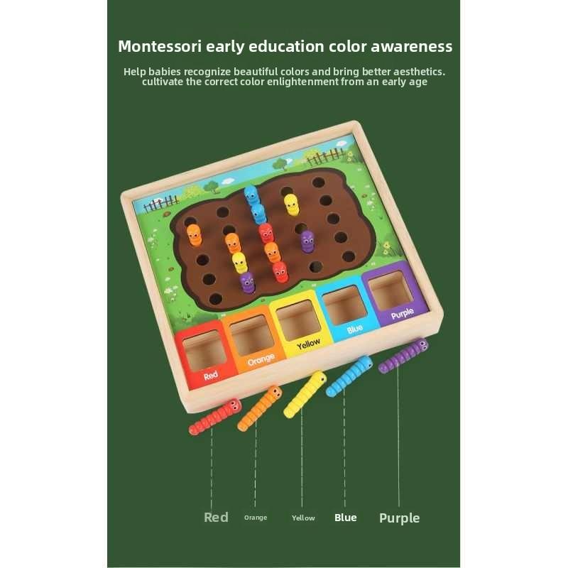 Wooden Matching Color Bug Catcher Card Game Toy For Kids Hand Coordination Eye