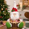 Christmas Woven Candy Basket with Santa and Snowman Figures, Desktop Storage Box for Holiday Party Decorations
