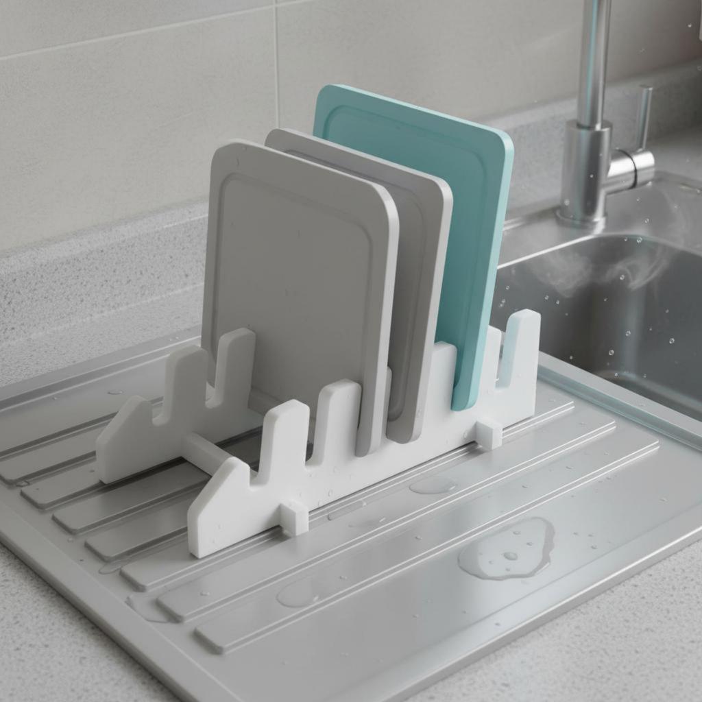 Cutting Board Rack Multi-Compartment Design Chopping Board Holder Kitchen Utensil Rack Space-Saving Household Storage Non-Slip