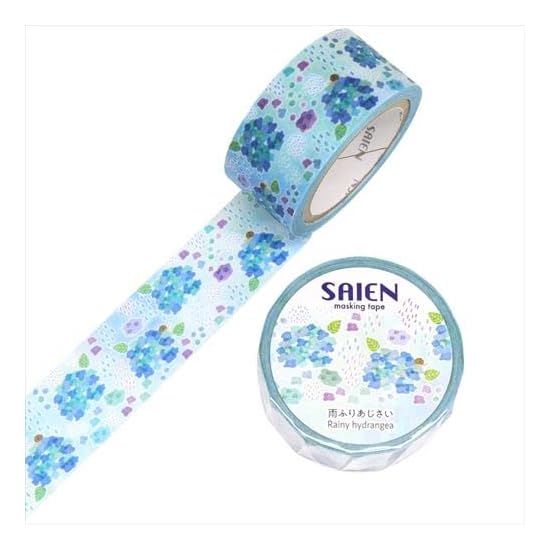 SAIEN Masking Tape Rainy Hydrangea UR-4037 Size 20mm×7m Colorful