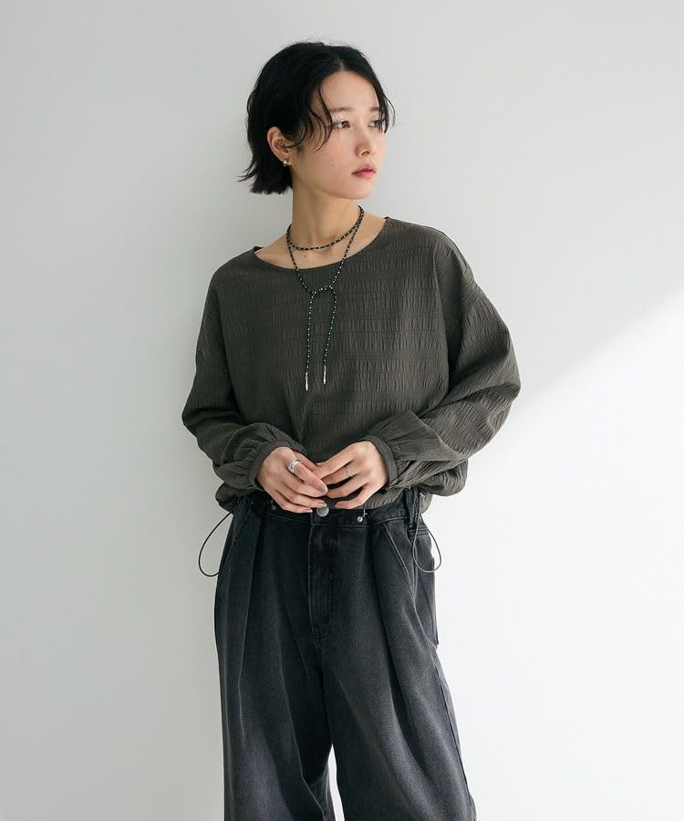 Green Parks Gray Pullover Sweater with Drawstring Hem and Long Sleeves Women's