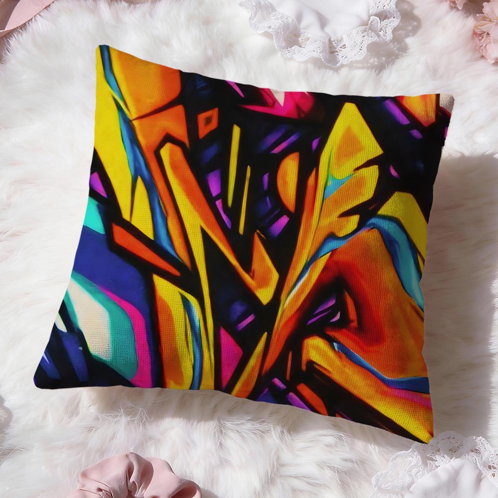 Street Graffiti Texture Cushion Cover Premium Comfort Reversible Pillow Cove Two In One Design for Any Room  Car Interior