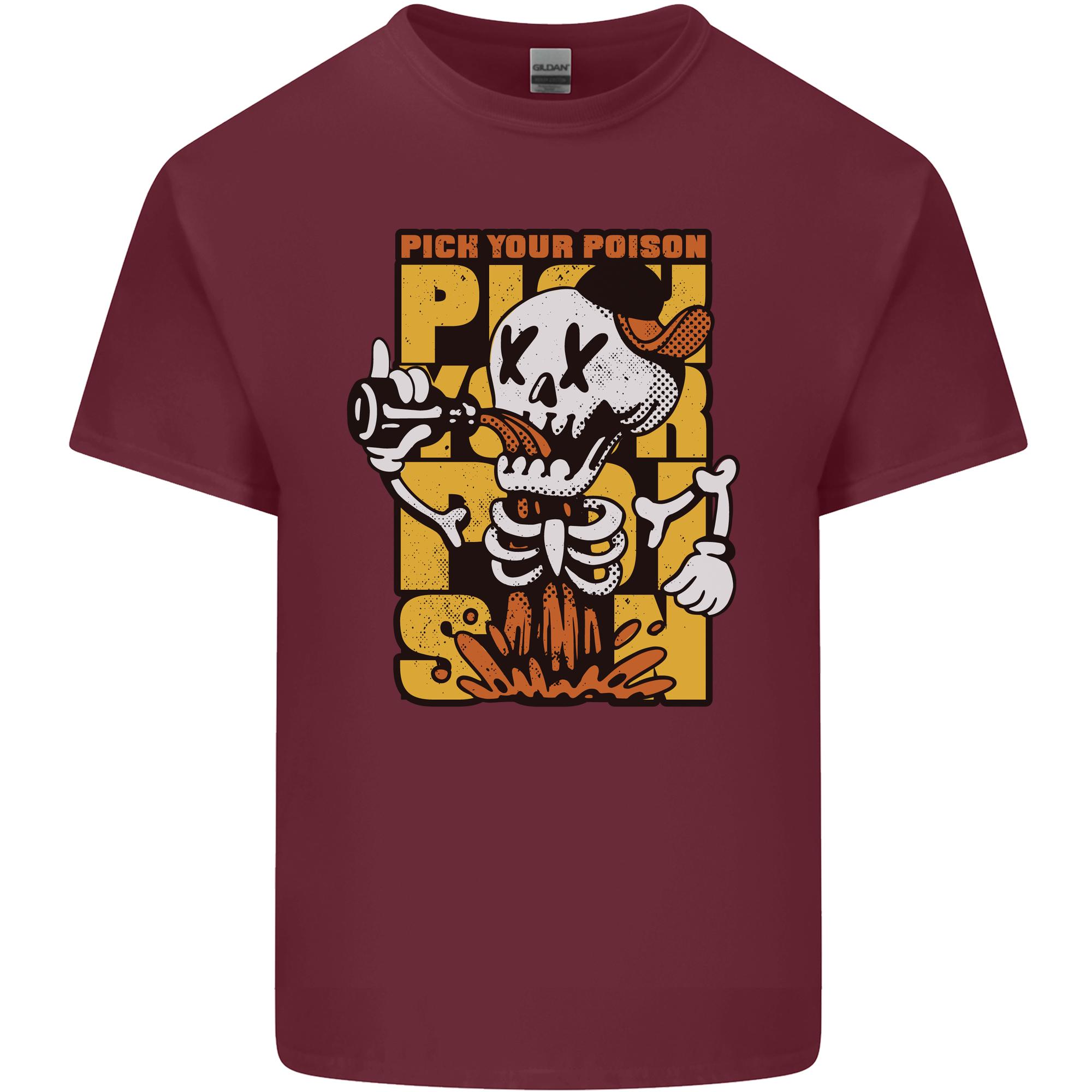 Pick Your Poison Beer Alcohol Skull Skeleton Unisexs Light Cotton TShirt S