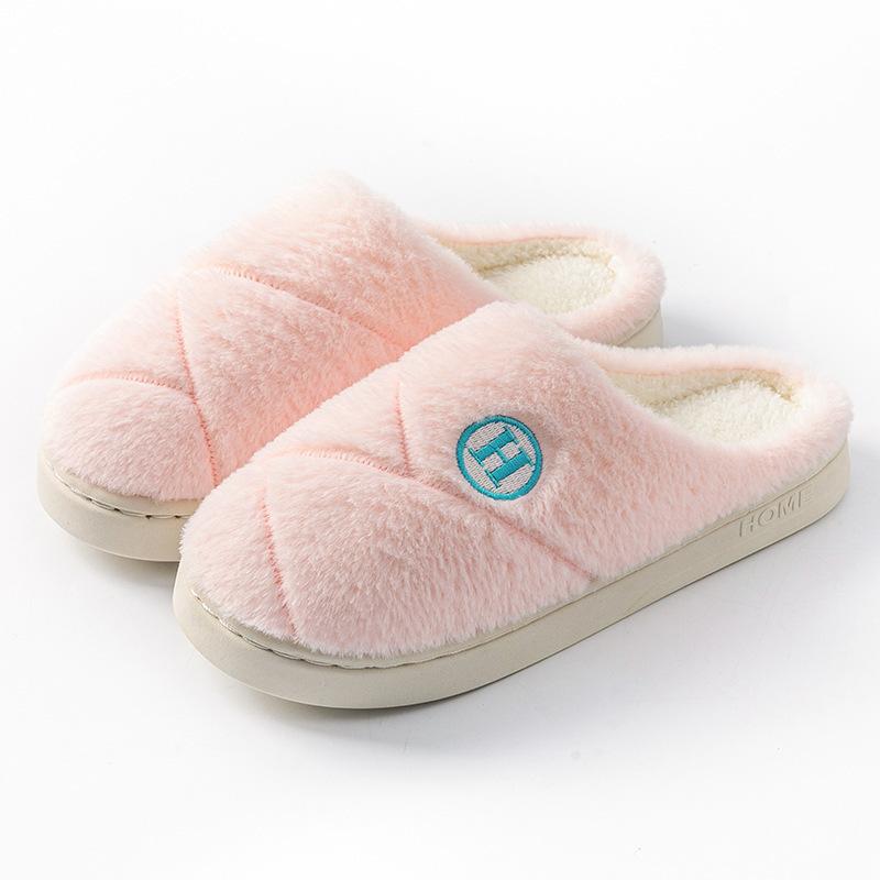 Cotton slippers autumn and winter indoor home dormitory thick bottom stepping on shit feeling plush warm couple shoes