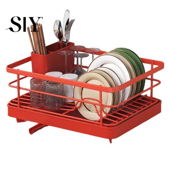 Carbon Steel Dish Storage Rack Drying Large Capacity Non-Slip Design Stable Auto-Drain Easy to Install Space-Saving Kitchen Counter with Cutlery