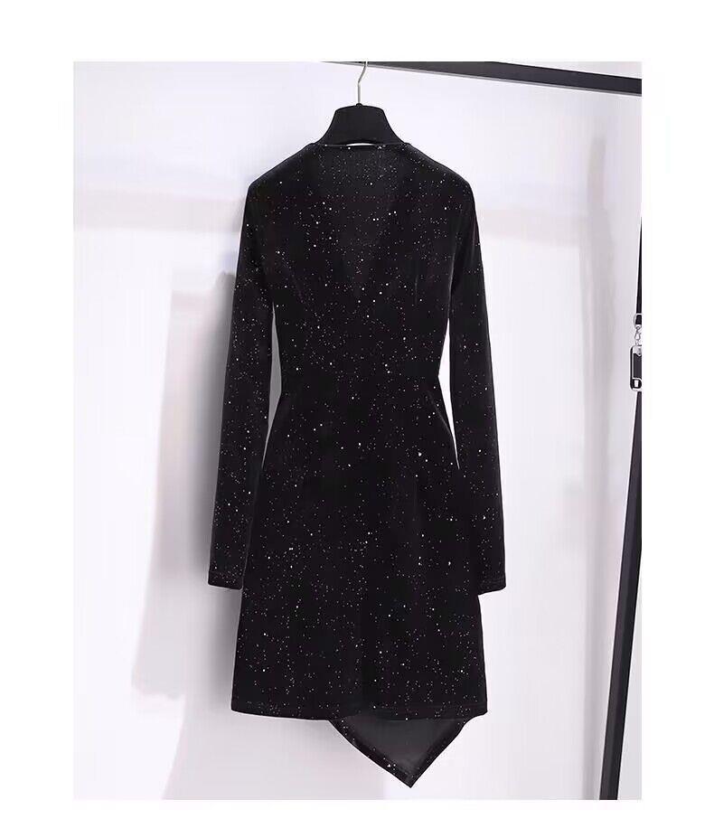 Golden Velvet Slim Fit Little Black Dress - Elegant Petite Short Skirt (2025)
