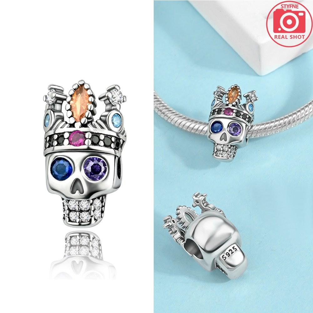 Halloween Skull Beads Silver Colors Charm Beads Fit Original Charms Bracelet Beads for Women Jewelry Making Gifts