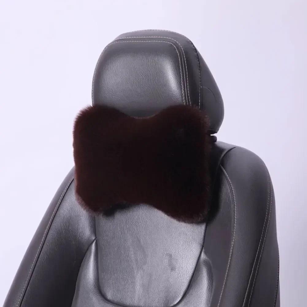 Winter-Nackenstützenkissen für Autositze, Plüsch, Auto-Kopfstütze, Plüschkissen, Wärme und Komfort, universelles Lendenkissen-Stützzubehör