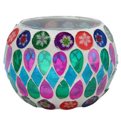 Mosaik-Teelichthalter, Mosaikglas, lebendige Farben, exquisites Muster, Glaskerzenhalter für Kerzen
