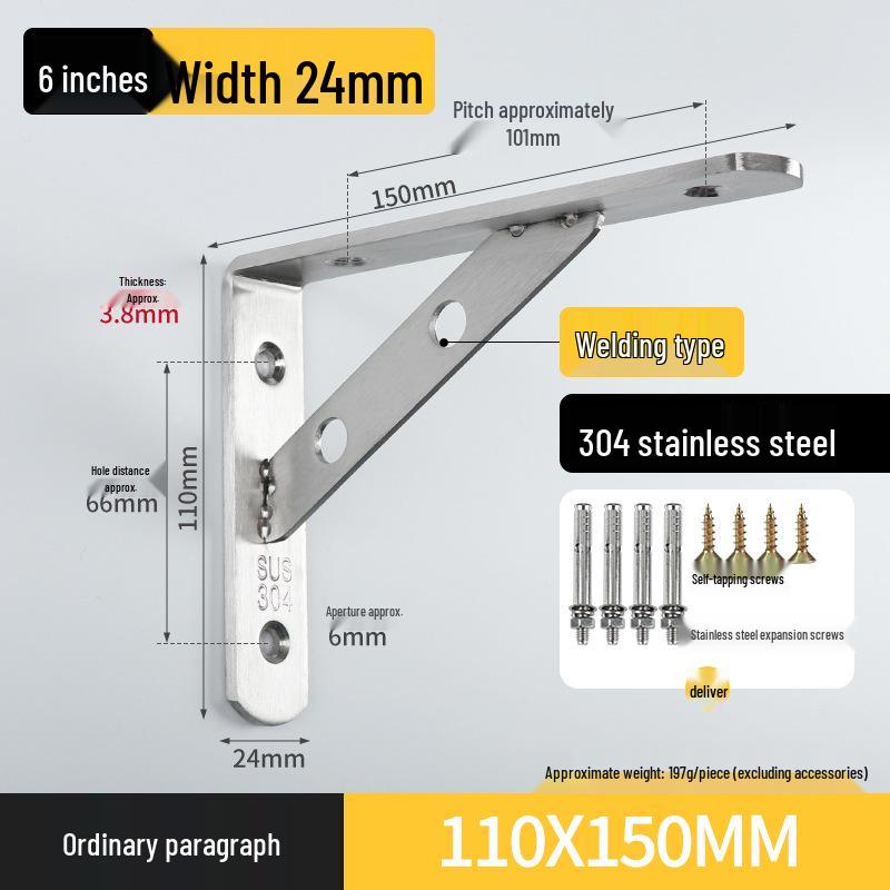 Stainless Steel Right Angle Wall Shelf Bracket Support