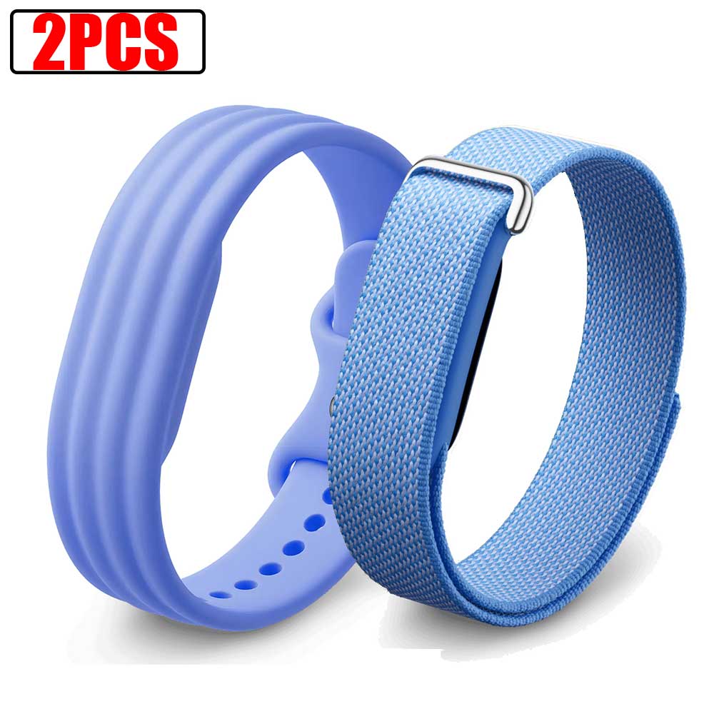 2 Stück Silikon+Nylon Armband für Google Fitbit Air Strap Verstellbares Ersatz-Armband für Fitbit Air Fitness-Tracker Armband