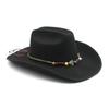 Big Brim Hemmed Woolen Hat Western Cowboy Top Hat Men'S And Women'S Couple Hat Ethnic Felt Hat