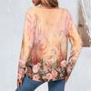 Women's Fashion Casual Round Neck Long Sleeve Floral Print Button Decorated T-Shirt Top