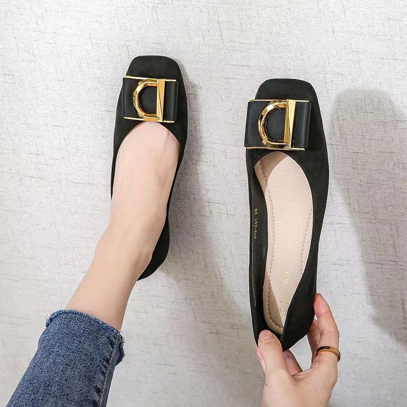 Mote Damesko Super Stor Størrelse 42 43 44 45 Ballerinas for Damer Ny Firkantet Tå Vår Høst Luksussko Kvinner