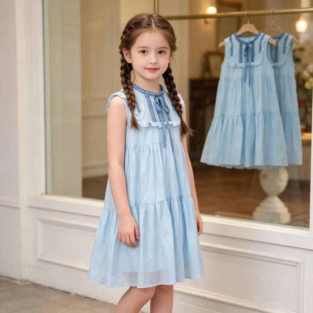 Blue Sleeveless Dress for Girls