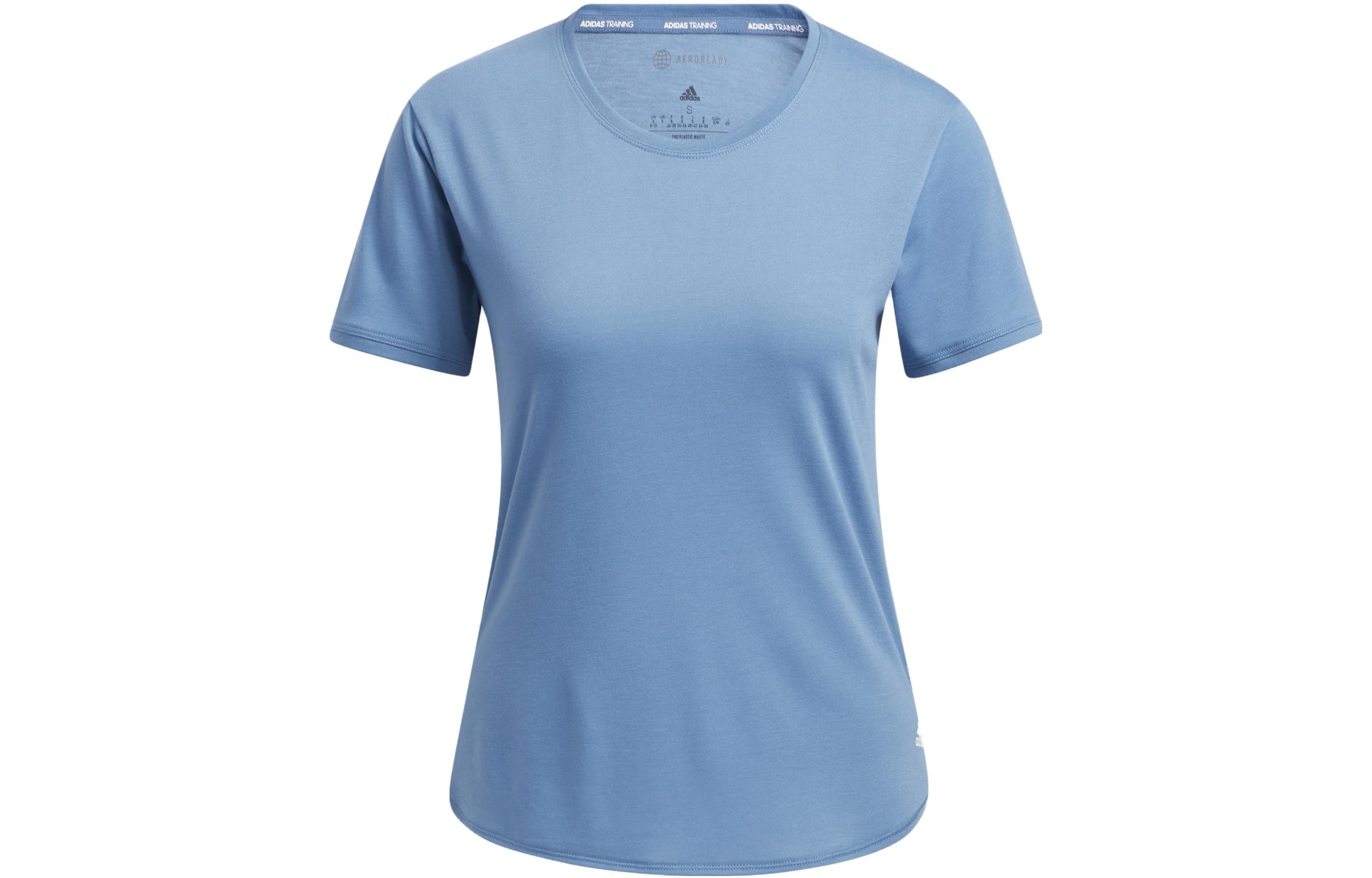 

Adidas T Shirts Women s Blue Crew Neck Moderate Straight Fit HD9565 L