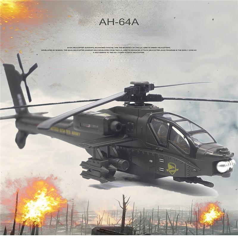 Apache Armed Helicopter Model Acoustooptic Military Aircraft Model Toy Ornament Gift FJ16