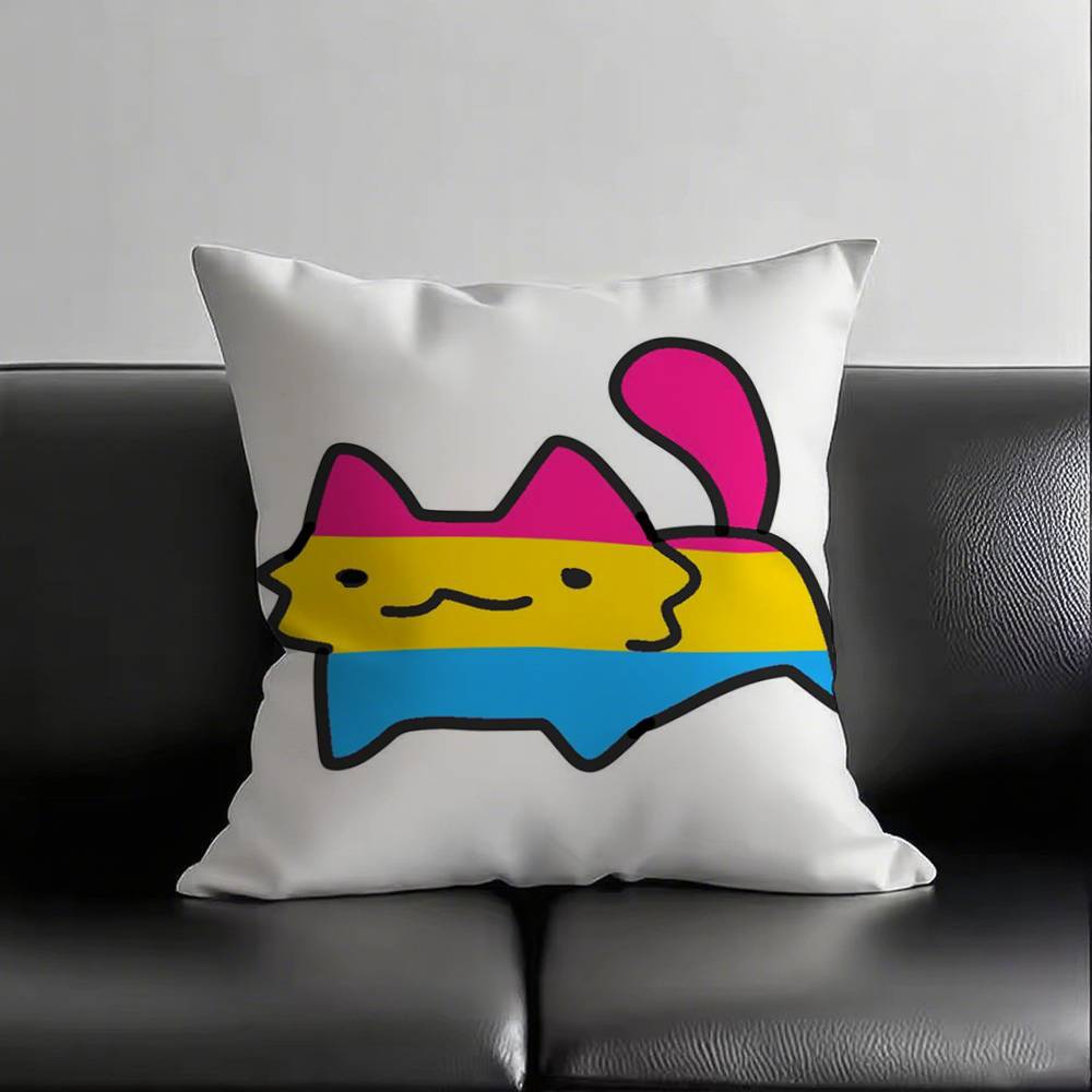 

1pc Straight Ally Pride Cat Original Pillow Case Square Bedroom Sofa Leisure Comfort Cushion Car Living Room Home Decoration 16x16Inch