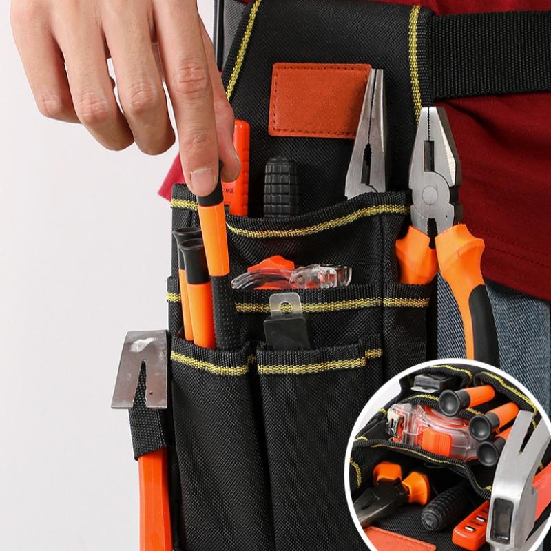 1Piece Multi Layer Electrician Tool Waist Bag - Adjustable Thickened Wear-Resistant Hardware Tool Bag for Electrician Tools