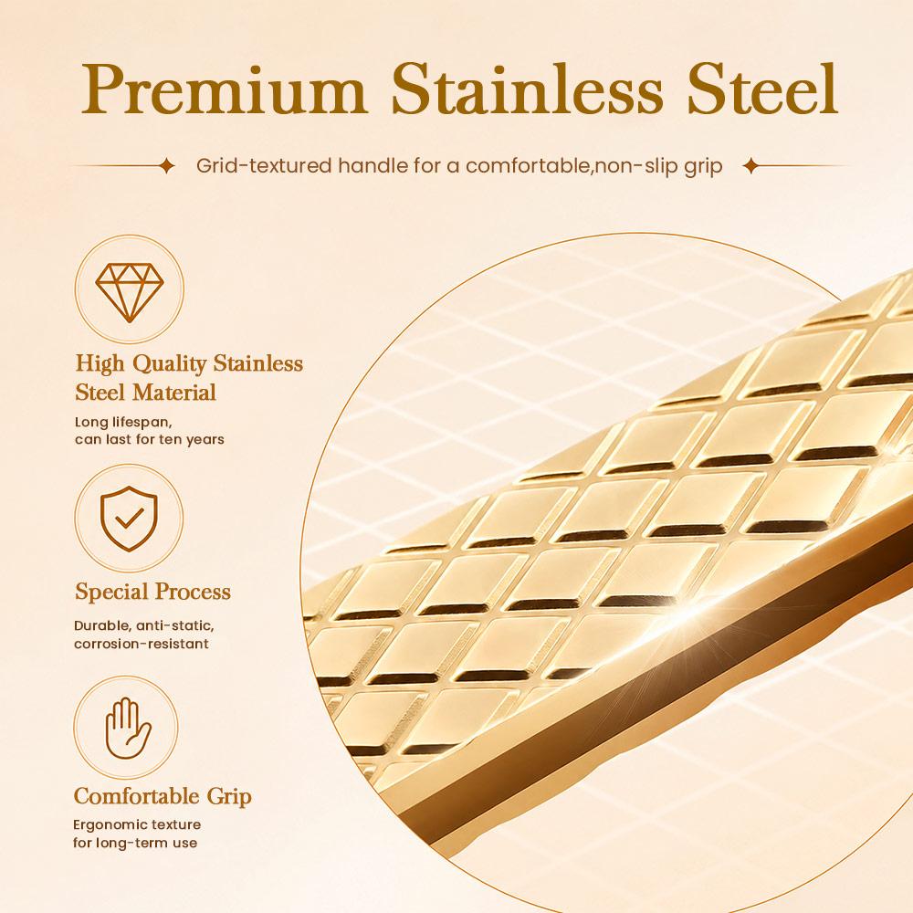 MASSCAKU Eyelash Extension Tweezers Fiber Tip Gold Stainless Steel Lash Pickup Tool for Volume Fans Classic Lash Isolation