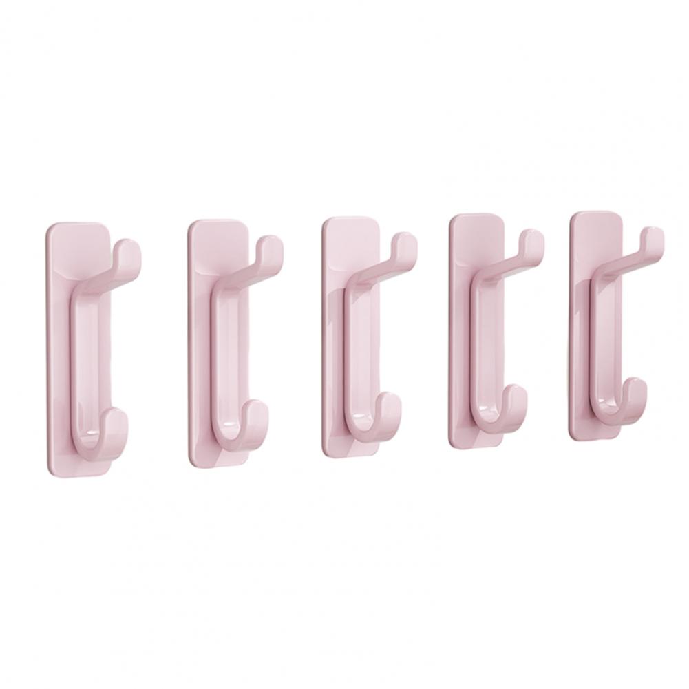 5Pcs Plastic Wall Hook No Drill Self-adhesive Heavy Duty Multi-functional Home Bathroom Clothes Hat Scarf Towel Bag Keys Hanger