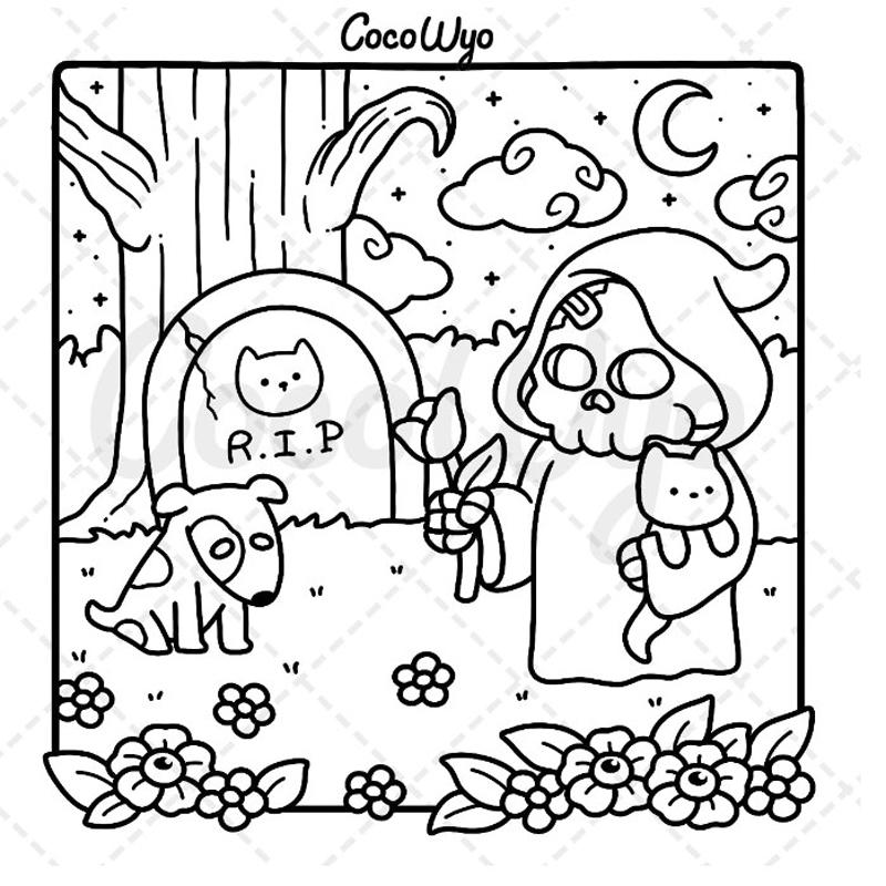 Gruseliges Cutie-Malbuch für Erwachsene und Jugendliche mit entzückenden, gruseligen Kreaturen in gemütlichen Hygge-Momenten zur Entspannung