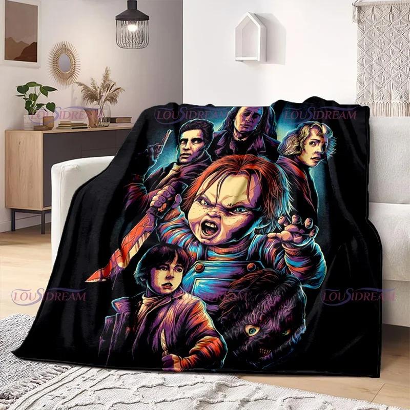 Watching Horror Stimulate Movie Blanket Child Play Character Chucky Blanket Home Couch Warm Bedspreads Soft Flannel Blanket