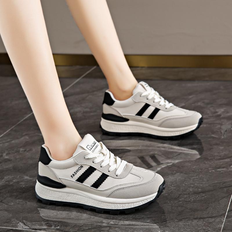 Fashion CRLAYDK Designer Women's Sneakers Leather Walking Shoes Chunky Fashion Casual Sports Ladies Platform Lace Up Running Tennis