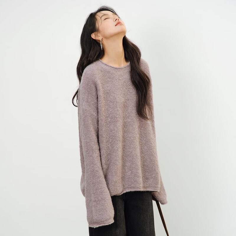 Snofur Women's Round Neck Loose Knit Sweater