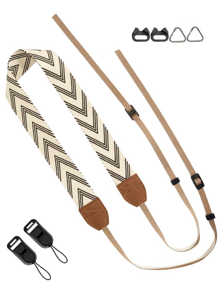 Oumino Camera Compatible with and Mirrorless Embroidered Retro Adjustable Length with Stylish and Cute Strap, Neck/Shoulder Strap, Compact, SLR,