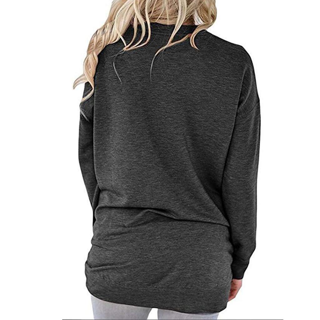 Women's Fashion Color Loose Round Neck Long-Sleeved T-Shirt Top