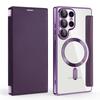 For Magsafe Magnetic Luxury Solid Color Leather Flip Wallet Card Slot Phone Case For Samsung S25 Ultra S23 S22 S24 Ultra Plus